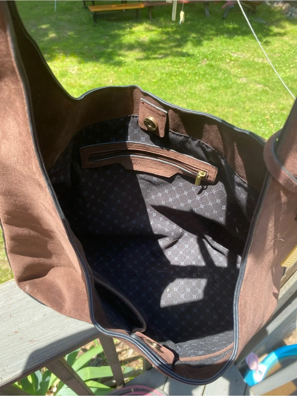 BCBG Generations Brown Suede Hobo Shoulder Bag - Picture 7 of 10